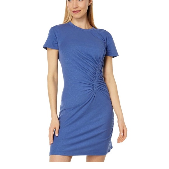 Anthropologie SUNDRY Women's Peachy Orange Ruched T-shirt Dress Mini MEDIUM NWT - Picture 3 of 8